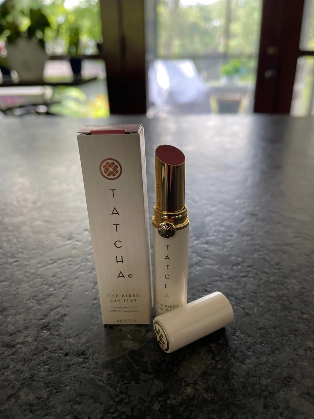 Tatcha The Kissu Lip Tint in Plum Blossom with SPF 25 sheer buildable gorgeous